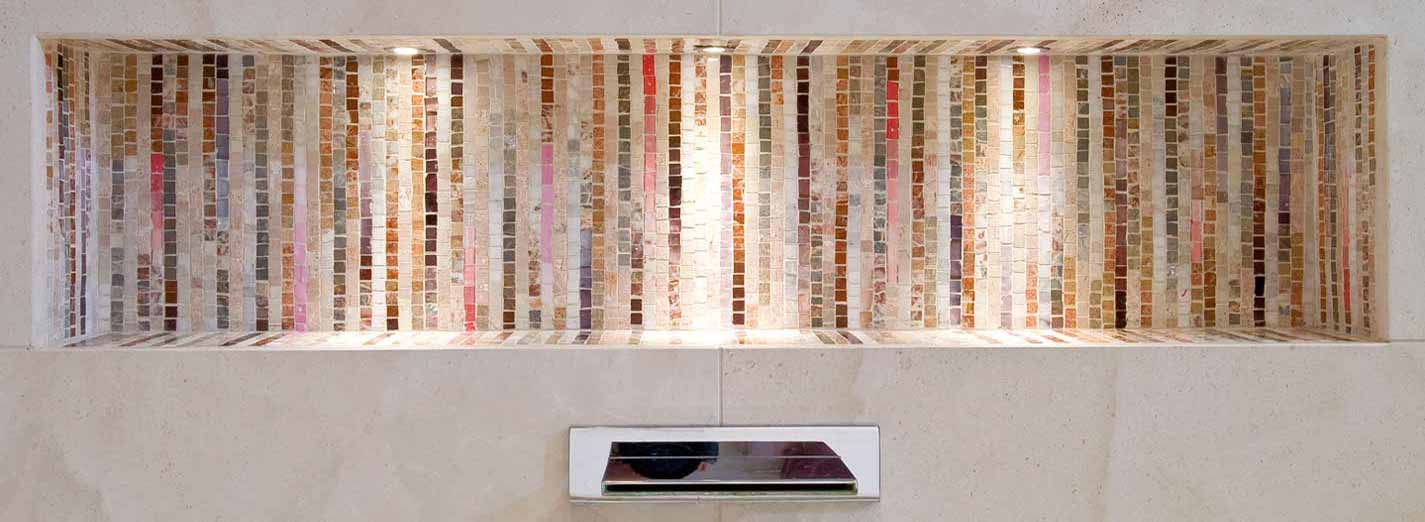 Bath Mosaic with Line Design