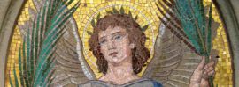 Angel with palm leafs.