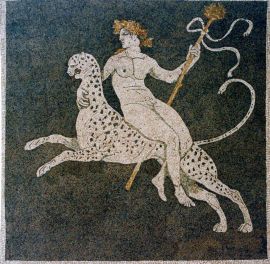 Miniatur, 90x90 cm,
Dionysos auf dem Pnther reitend, Pella, ca.6.Jhr.v.Chr.